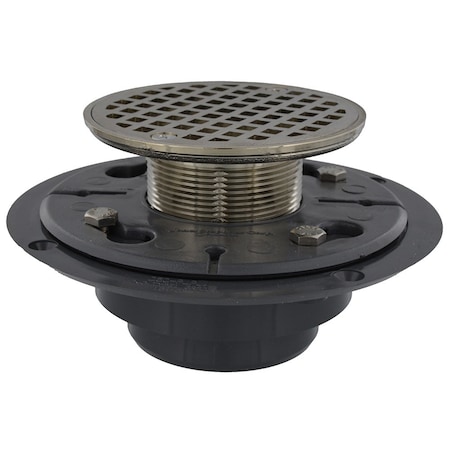 Jones Stephens 2inX3in PVC Perfect Low Profile Shower Drain/Floor Drain, 2in Brass Spud D50139